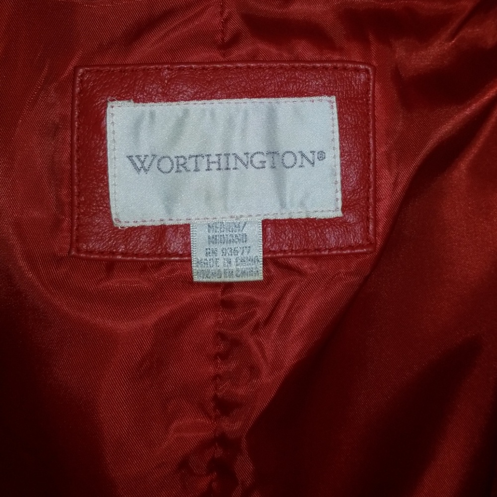 Faux red leather jacket